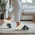 thumbnail image 5 of Chririnla Plush Slippers for Women Indoor Warm Novelty House Shoes Black Gothic Skull Winter Home Slippers with Fur Edges, 5 of 7