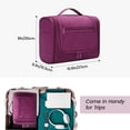 thumbnail image 6 of Large Hanging Travel Toiletry Bag Dopp Kit with Hook Cosmetic Makeup Organizer with Brush Holder Water-Resistant Bathroom for Women Men, Purple, 6 of 8