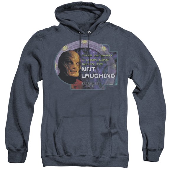 Sg1 Not Laughing Adult Heather Hoodie Sweatshirt Navy