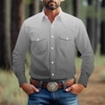 thumbnail image 2 of DDAPJ pyju Western Cowboy Shirts for Men Gradient Print Long Sleeve Cotton Work Shirt Regular Fit Casual Button Down Shirts with Two Pockets Gray L, 2 of 9