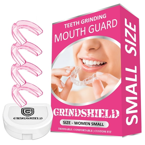 Small Mouth Guard for Women – Comfortable, Custom Fit, Non-Bulky, Moldable – (4) Teeth Grinding Guards & Case – Perfect Mouthguard for a Woman, Size – Small