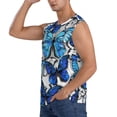 thumbnail image 3 of Goofa Blue and White Butterflies Printed Men's Sleeveless T-Shirt - Athletic Gym Workout Tank Top for Men - Moisture-Wicking, UPF 30+ Quick-Dry Muscle Tee-3X-Large, 3 of 8