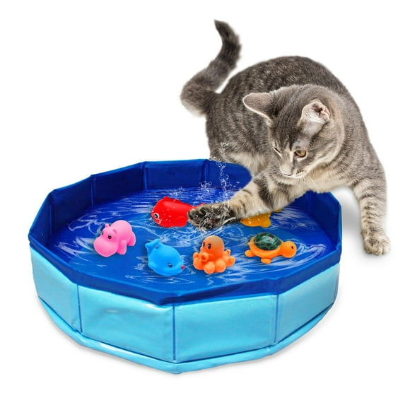 Juguete de piscina para gatos Eelexa portátil con 6 juguetes acuáticos en forma de pez