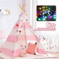 thumbnail image 5 of Tent for Kids, Pink Strip Outdoor Indoor Indian Playhouse Toy Teepee for Girls, Birthday Gift Portable Children Sleeping Dome Play Tent for Boys, Princess Castle Play House for Child, 5 of 7
