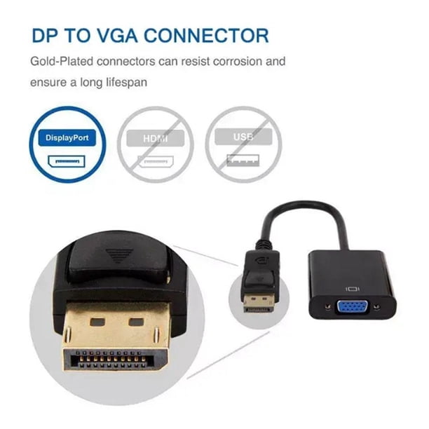 Adaptateur DisplayPort Femelle Vers VGA Femelle - Convertisseur Projecteur - 20 Cm