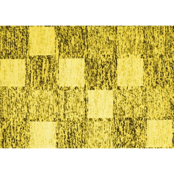 Ahgly Company Indoor Rectangle Checkered Yellow Modern Area Rugs, 6' x 9'