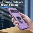 thumbnail image 2 of Nalacover Rugged Case for Google Pixel 8 with Rotated Ring Holder Kickstand Bracket, Military Grade PC + TPU Shockproof Cover with Magnetic Car Mount Lens Protective Case, Purple + Black, 2 of 10