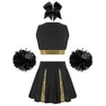 thumbnail image 4 of Miaeowve Tenue d'Uniforme de Cheer pour Filles du Secondaire pour Fête Musicale Vêtements de Cheerleading avec Pompons A Noir 14, 4 of 4