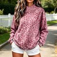 thumbnail image 2 of vigerkar Mock Neck Sweatshirt Women, Oversized Long Sleeve Leopard Pullover, with Pocket Drop Shoulder Fashion Streetwear Casual Teacher Outfit (Hot Pink, XXL), 2 of 7