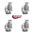 thumbnail image 2 of 8 Inch V Groove Semi Steel Swivel Caster Set with Roller Bearings and Brakes SCC, 2 of 2