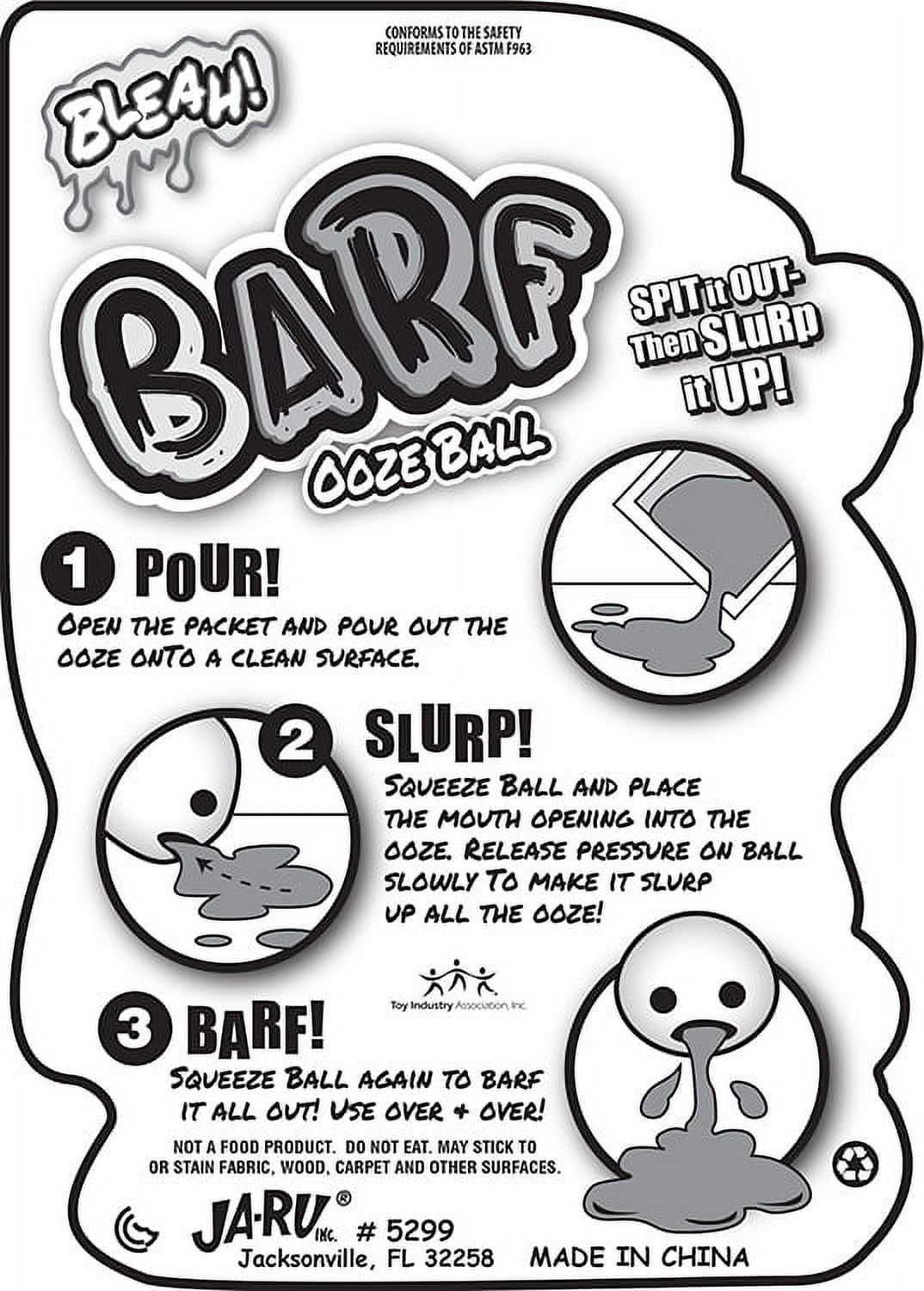 (4 pack) Ja-Ru Barf Slime Ball Novelty Toy, All Ages, TPR
