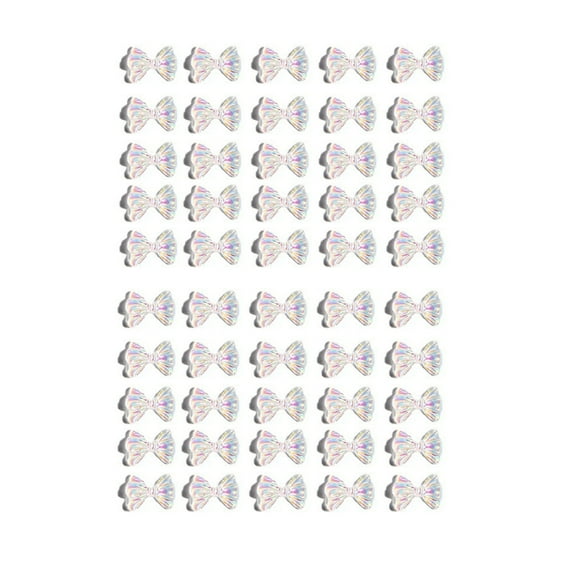UDIYO 50Pcs DIY Nail Decoration Aurora Color 3D Bow Charms Accessories Nail Art Charms Manicure Ornaments for Nail Salon
