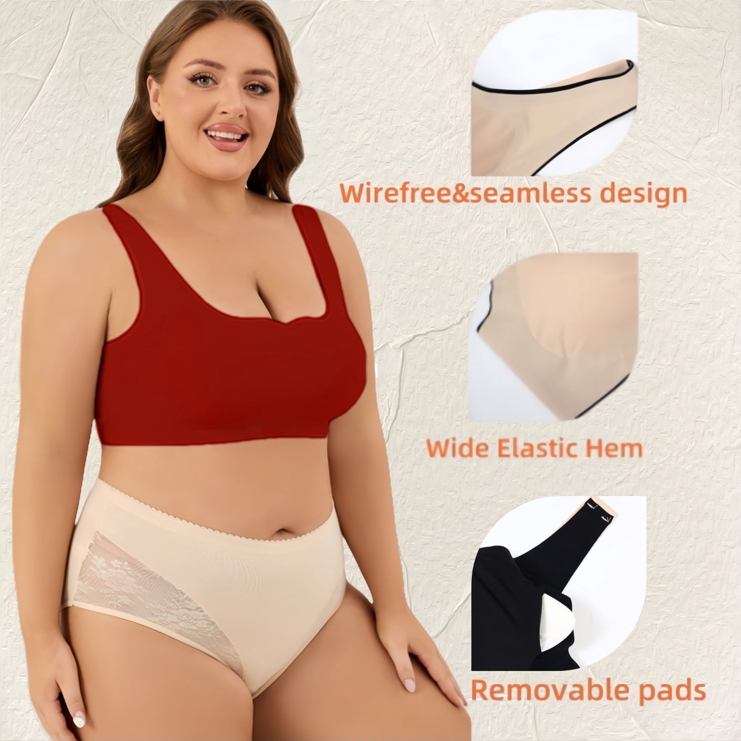 Women's Wire-Free Sleep Bra 3-Pack, U-Back, Super Stretchy for Night Comfort S-XL