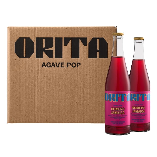 ORITA Agave Pop – Refresco Mexicano – Agua Carbonatada – Natural – Gaseosa – Sabor Romero Jamaica – Bebida Con Jugo de Agave – Tra