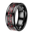 thumbnail image 2 of Anillo de acero inoxidable con pulido fino y superficies alisadoras, anillo exclusivo de moda para hombre para fiestas, con rayas negras y rojas, 20 mm, 2 of 14