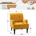 thumbnail image 3 of Upholstered Club Armchair Velvet Lounge Accent Chair Single Sofa Button Nailhead Wooden Legs Living Room Bedroom Mustard, 3 of 6