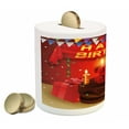 thumbnail image 2 of 36th Birthday Piggy Bank, Celebration Party with Cake Candles and Presents Happy Birthday Print, Ceramic Coin Bank Money Box for Cash Saving, 3.6" X 3.2", Burgundy Red, by Ambesonne, 2 of 4