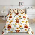 thumbnail image 2 of Manfei Kawaii Highland Cattle King Size Comforter Sets 3pcs,Floral Animal Comforters King Size,White Yellow,1 Comforter and 2 Pillowcases,Reversible, 2 of 6