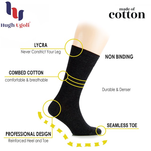 HUGH UGOLI Women's Thick Cotton Winter Crew Socks | Warm Comfort Boot Socks, Breathable & Comfortable, Non Binding Top, 3 Pairs, Burgundy, Shoe Size: 6-9