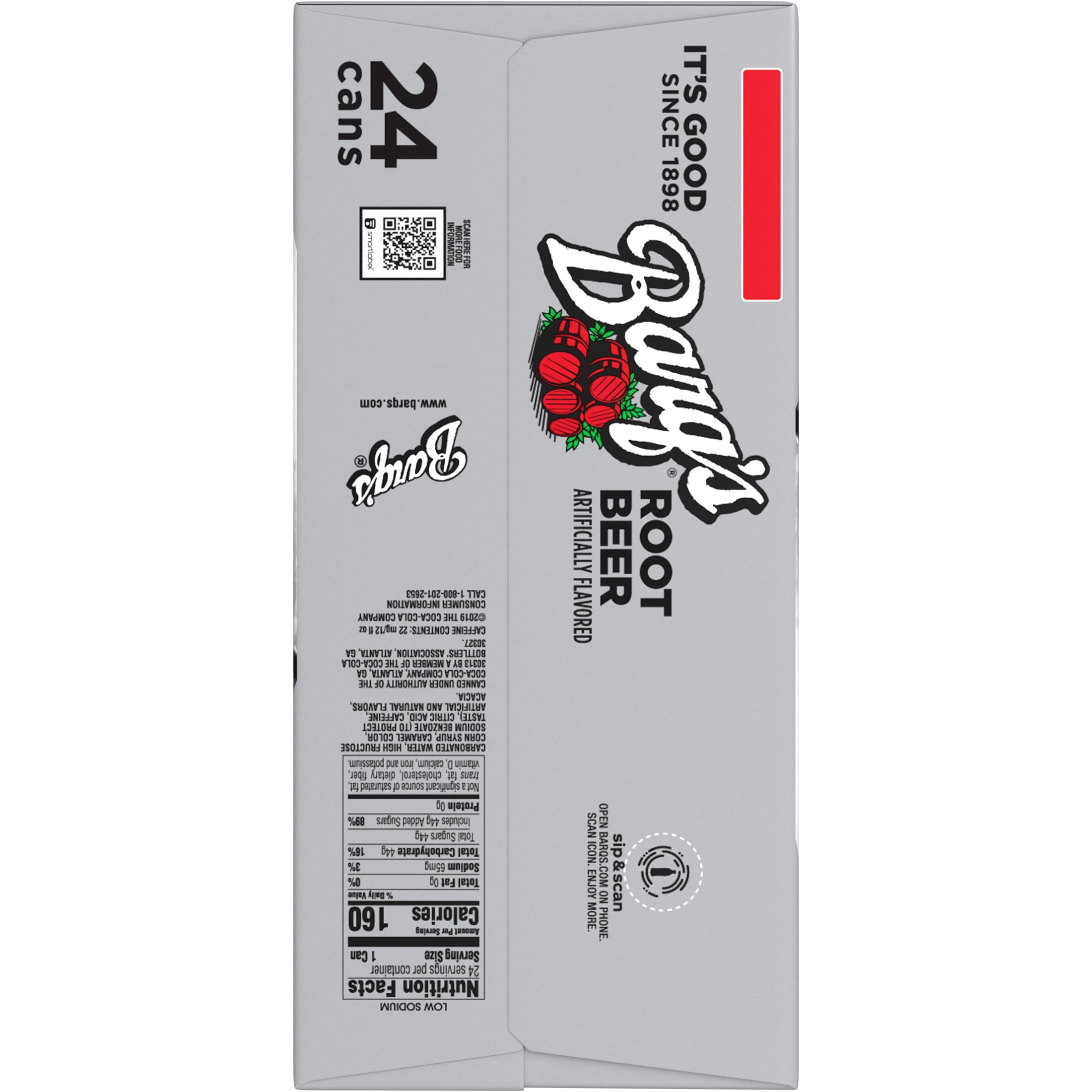 Barq's Root Beer Soda Pop Cans, 12 fl oz, 24 Pack