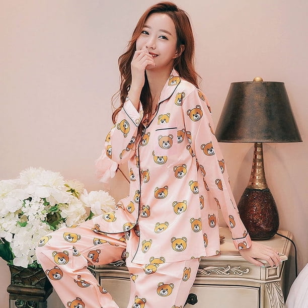 Cárdigan de primavera y otoño de talla grande para chica gordita, con solapa, de seda artificial, pijamas para mujer, ropa de casa