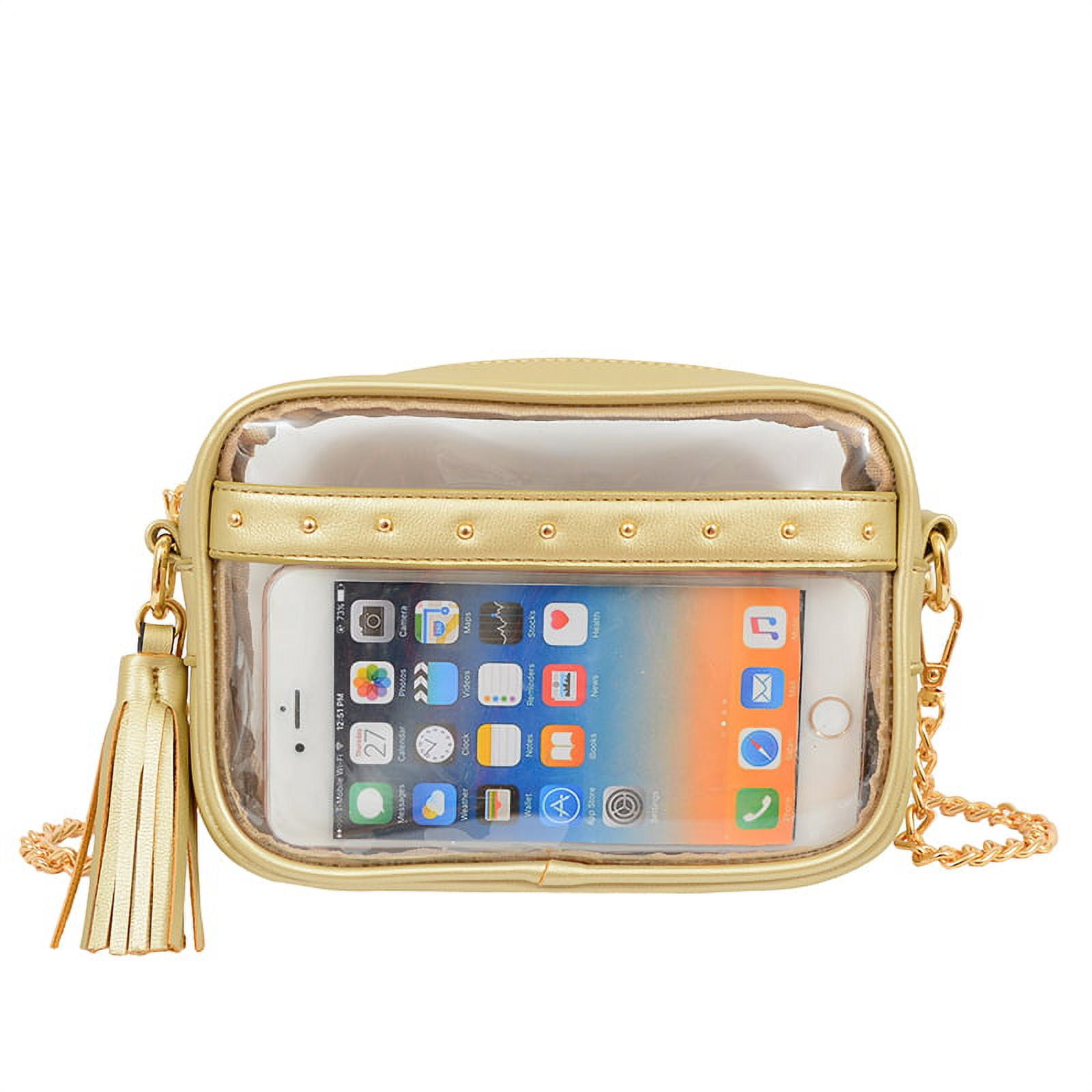 HOXIS Clear PVC Small Crossbody Bag for Stadium Approved Womens Purse Transparent Shoulder Bag Cell Phone Pouch