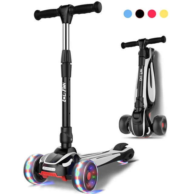 LOL-FUN Trottinette pour Enfants de 3 à 5 Ans Garçon Fille avec 3 Roues, Trottinette Pliable Extra-Grand pour Enfants de 6 à 12 Ans Tout-Petit avec 4 Réglages