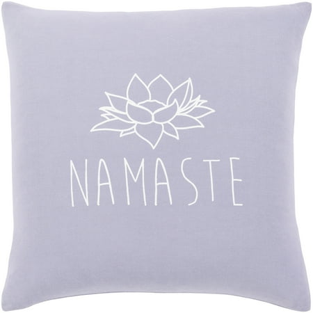 18 Lavender And White Printed Namaste Square Throw Pillow Cover