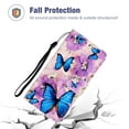 thumbnail image 2 of iPhone 13 Pro Case with Card Holder/Detachable Hand Strap, Allytech Kickstand Folio Flip Wallet Credit Card Slots Magnetic Snap PU Leather Protective Case for iPhone 13 Pro 6.1" 2021, Blue Butterfly, 2 of 5