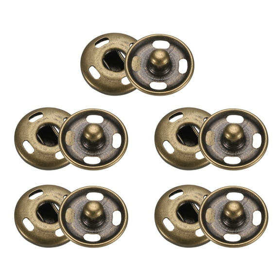 Uxcell 5 Set Sew-on Snap Buttons 12mm Metal Snap Fastener Buttons, Bronze