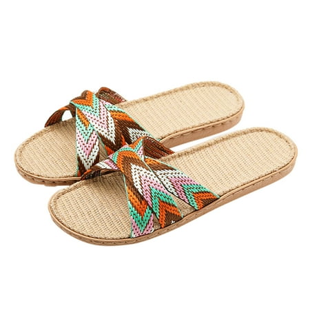 

Sandals For Women Summer Slippers For Womens Men Linen Shoes Women Summer Household Beach Slippers Sandals Floor Shoes Slides