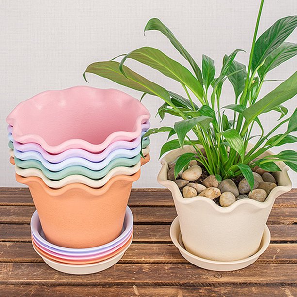 Dream Lifestyle Flower Pots, Plant Pots with Drainage Holes and Saucers