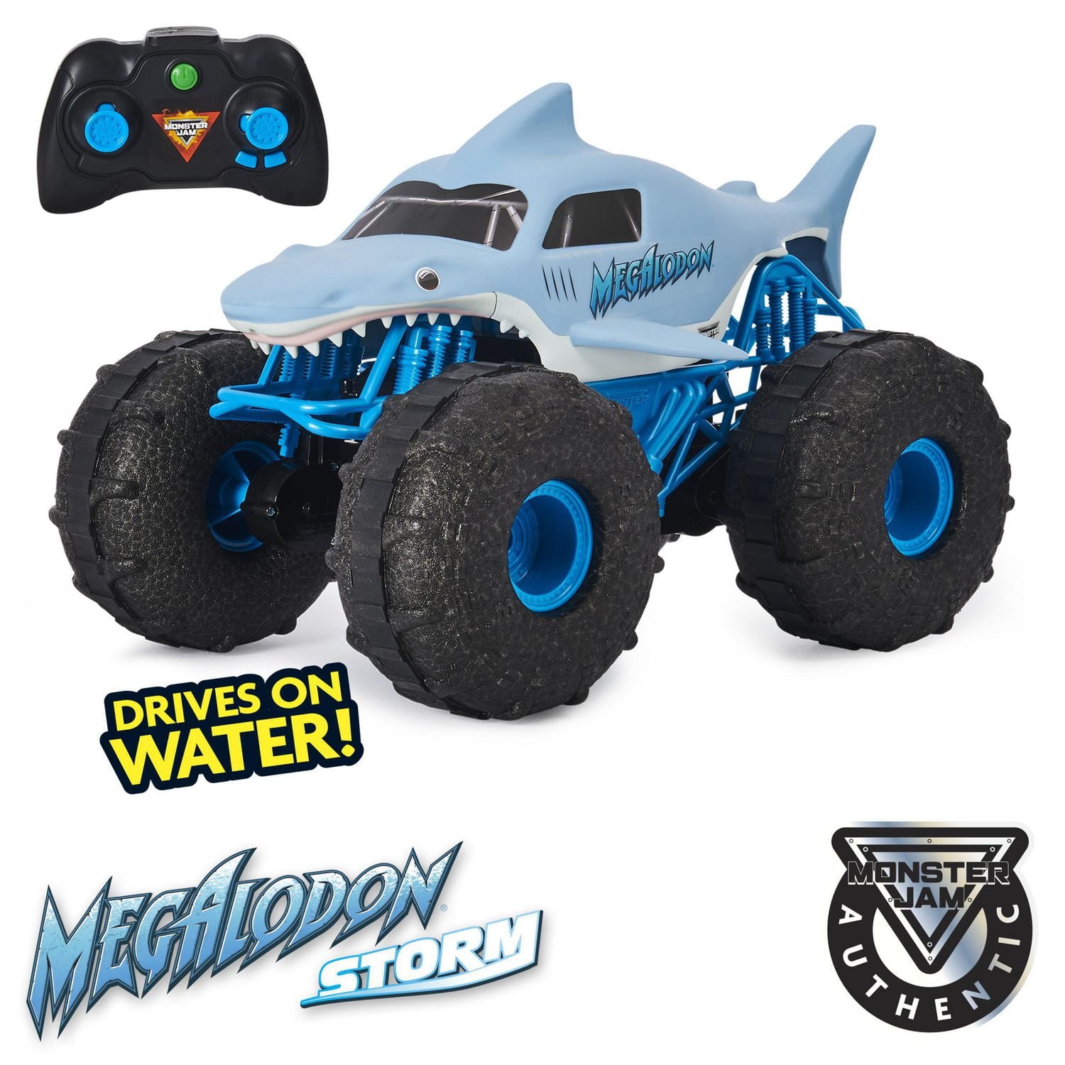 Monster Jam, Official Megalodon STORM All-Terrain Remote Control Monster Truck, 1:15 Scale