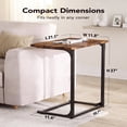 thumbnail image 5 of C Shaped End Sofa Table, TV Tray Couch  Side Table for Living Room, Bedroom, With widened tabletop,27"(H) x 21.1"(W) x 11.4"(D), Brown, 5 of 12