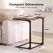 C Shaped End Sofa Table, TV Tray Couch Side Table for Living Room, Bedroom, With widened tabletop,27(H) x 21.1(W) x 11.4(D), Brown
