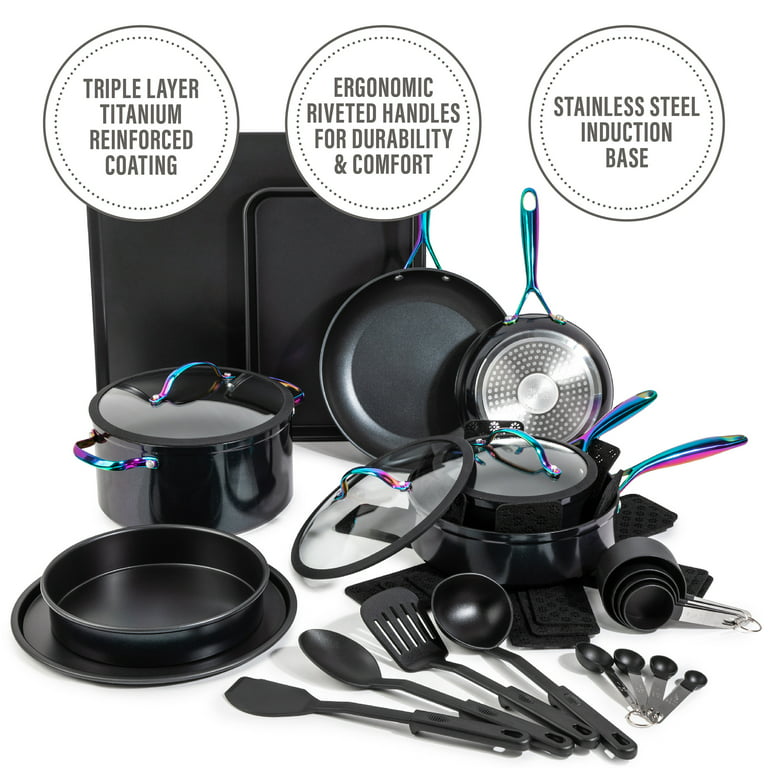 Basics 8-Piece Non-Stick Cookware Set - Black for sale online
