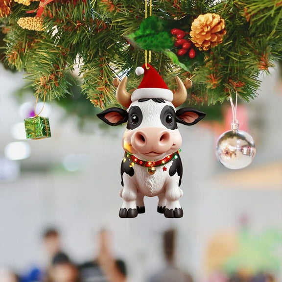 Christmas Decorations Elegant Cow Figurine Hanging Ornament For Home Farmhouse Craft Animal Wall For Living Room Bedroom Kitchen Wall Art