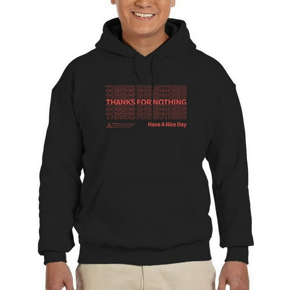 Smartprints Mens Graphic Hoodie Black - Thanks For Nothing Cotton Blend Classic Fit
