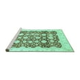 thumbnail image 2 of Ahgly Company Machine Washable Indoor Square Oriental Turquoise Blue Traditional Area Rugs, 7' Square, 2 of 4