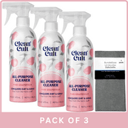 Cleancult All Purpose Cleaner Refillable Aluminum Bottle (PinkGrapefruit), 16fl oz -3pk, With Microfiber Solid Color Towel By BundleEase