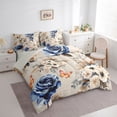 thumbnail image 3 of Manfei Adults Female Girls Floral Rose Butterflies Twin Bedding Sets 7-Piece,Spring Garden Bedding Comforter Set Microfiber,Vintage Aesthetics Breathable Sheet Sets,Super Cozy Room Decor,Reversible, 3 of 8