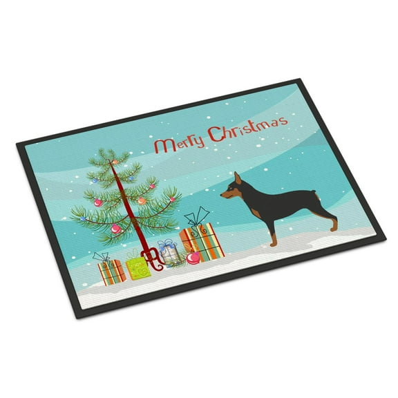 Carolines Treasures BB8485MAT Miniature Pinscher Christmas Door Mat Indoor Rug or Outdoor Welcome Mat 18x27 Doormat