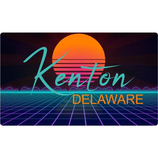 Kenton Delaware 4 X 2.25Inch Vinyl Decal Stiker Retro Neon Design