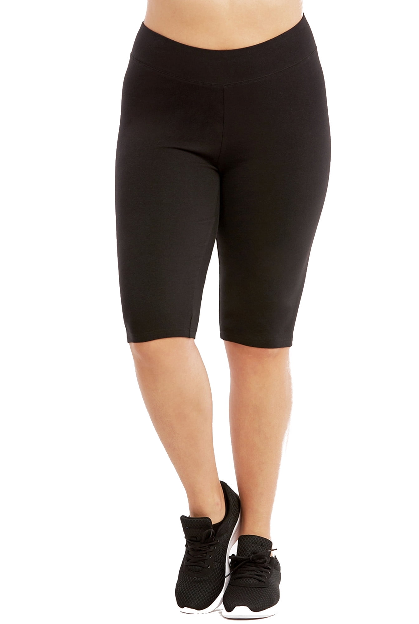 Women's Plus Size Solid Cotton Long Bermuda Bike Shorts - Walmart.com