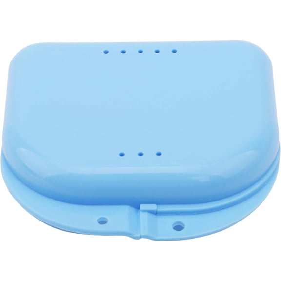 1 Pieces Retainer Case Mouth Guard Case Orthodontic Denture Storage Container Carabiner Hook Air Vent Holes Dental Teeth Retainer Box