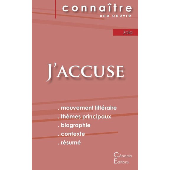 Fiche de lecture J'accuse de Zola (Analyse littÃ©raire de rÃ©fÃ©rence et rÃ©sumÃ© complet), (Paperback)