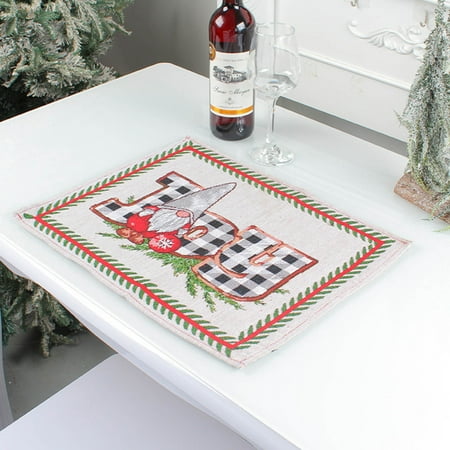 

Corashan Home Decor Christmas Pattern Placemat Cotton Insulation Placemats Place Pad Dining Table Mats Home Kitchen Decoration(Buy 2 get 3)