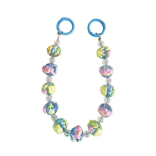 Llavero con cuentas jinwen adorno para bolso azul