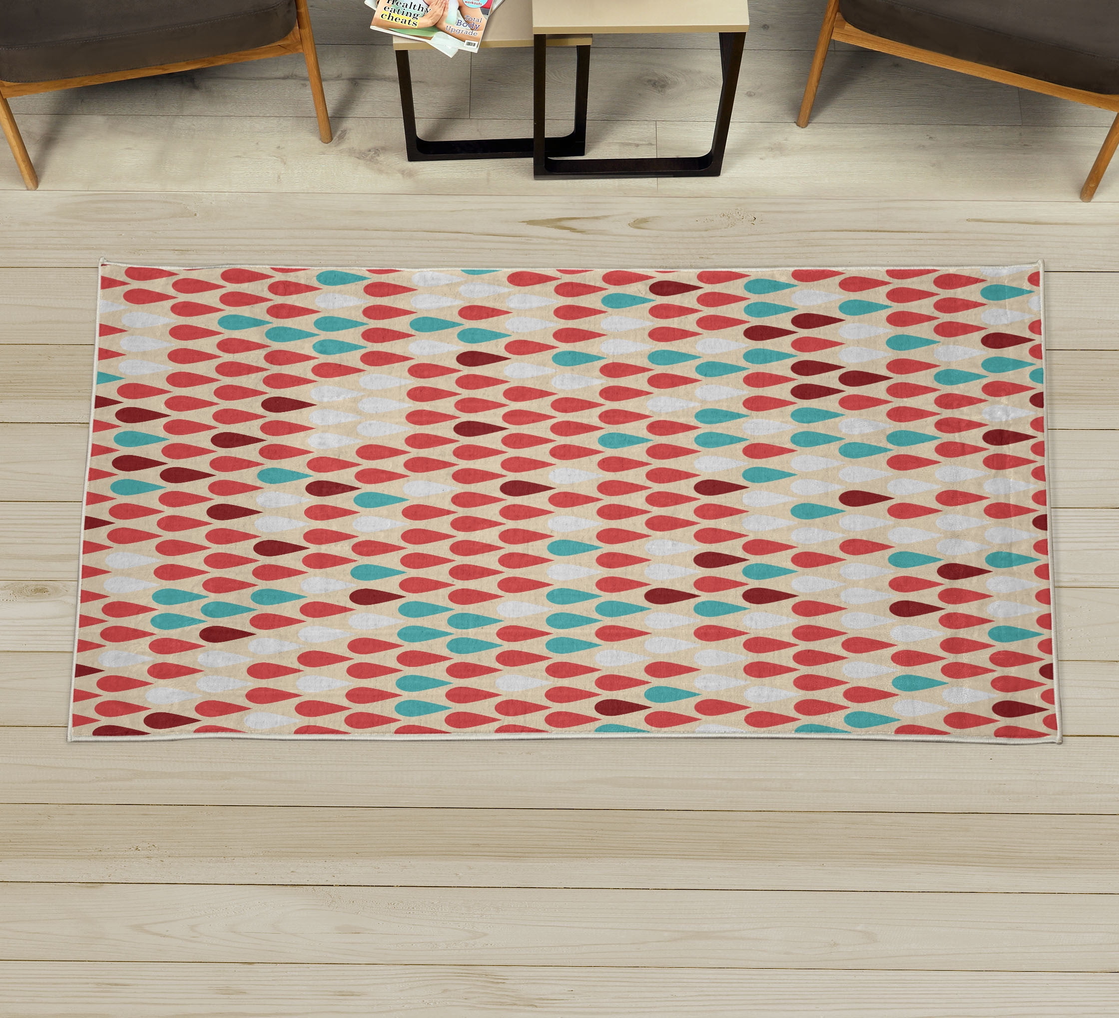 Nature Decorative Rug, Repeated Minimalist Rain Drops Splashes Tears of ...