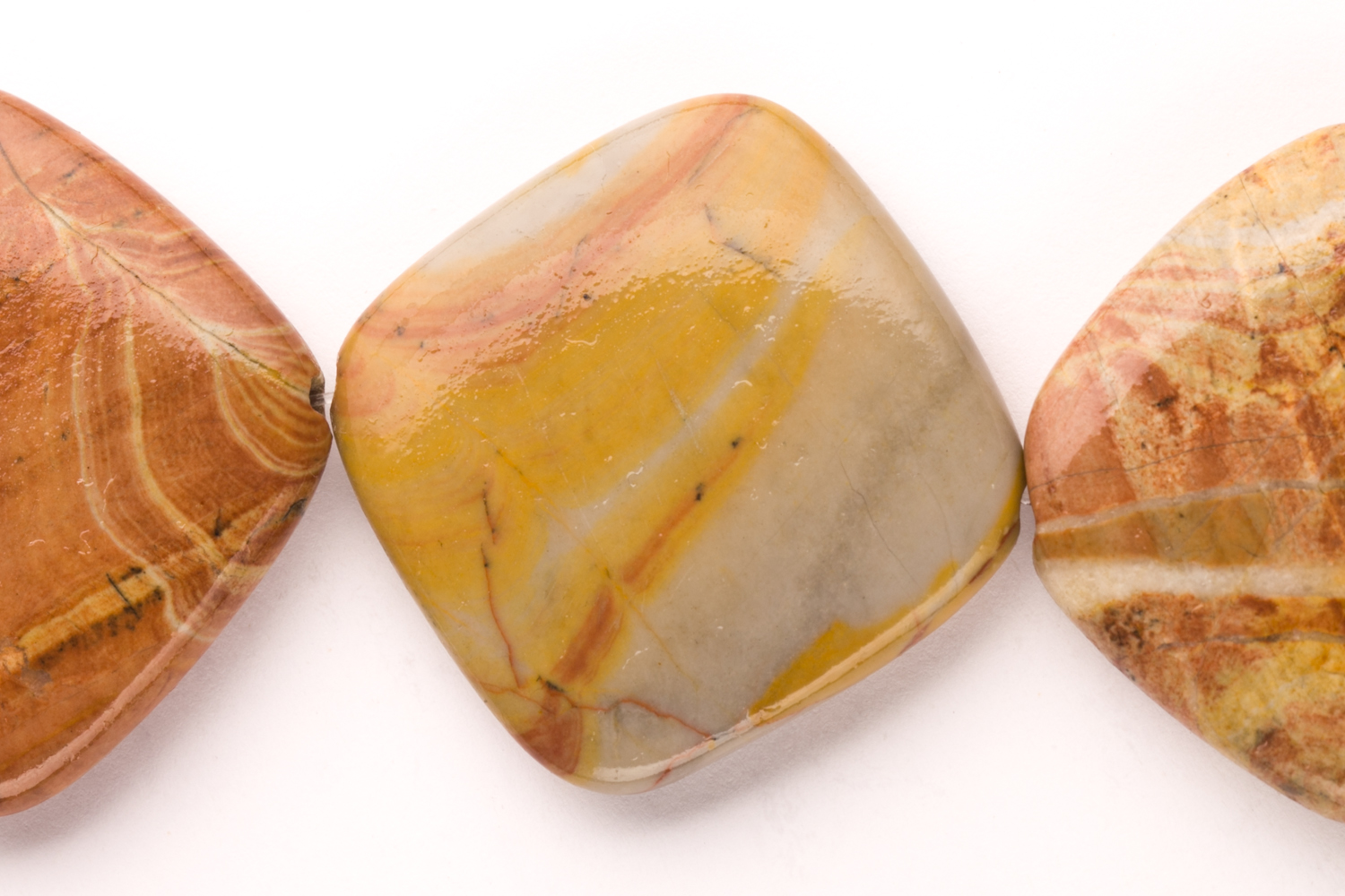 Rounded Diamond Shaped Grain Stone Beads Semi Precious Gemstones Size